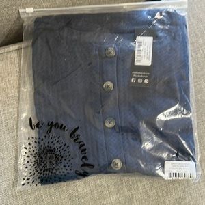 Bamboo Waffle Knit Nursing & Maternity Henley Shirt | Navy - Large